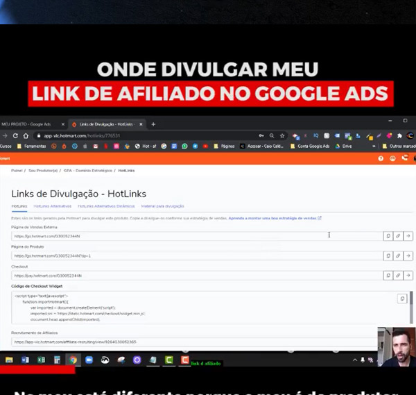 Onde divulgar meu link de afiliado no google ads